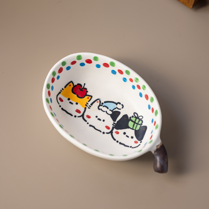 编号165三只猫猫茄子碗