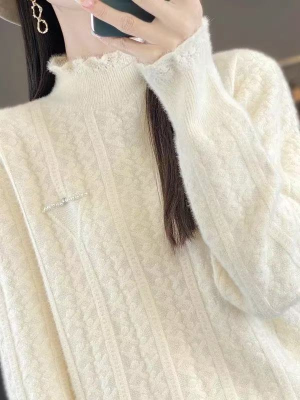 1129款金绒常规款冬季女针织加厚针织衫宽松套头毛衣秋冬