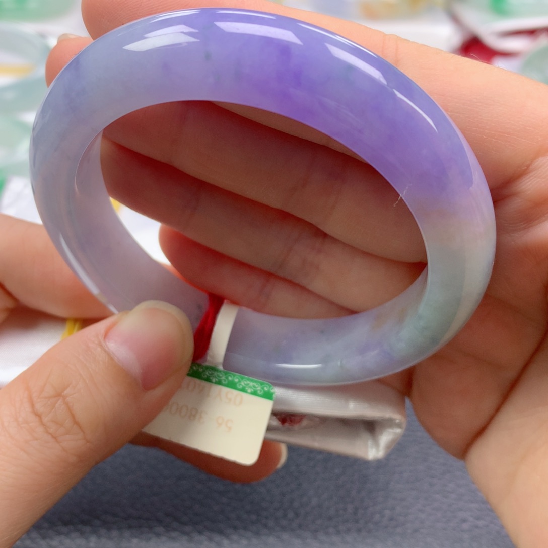 翡翠未镶嵌手镯缅甸天然翡翠手镯56圈