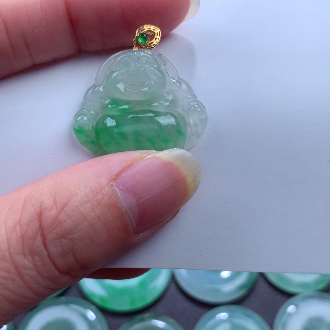 翡翠吊坠(不含链)18K金镶嵌