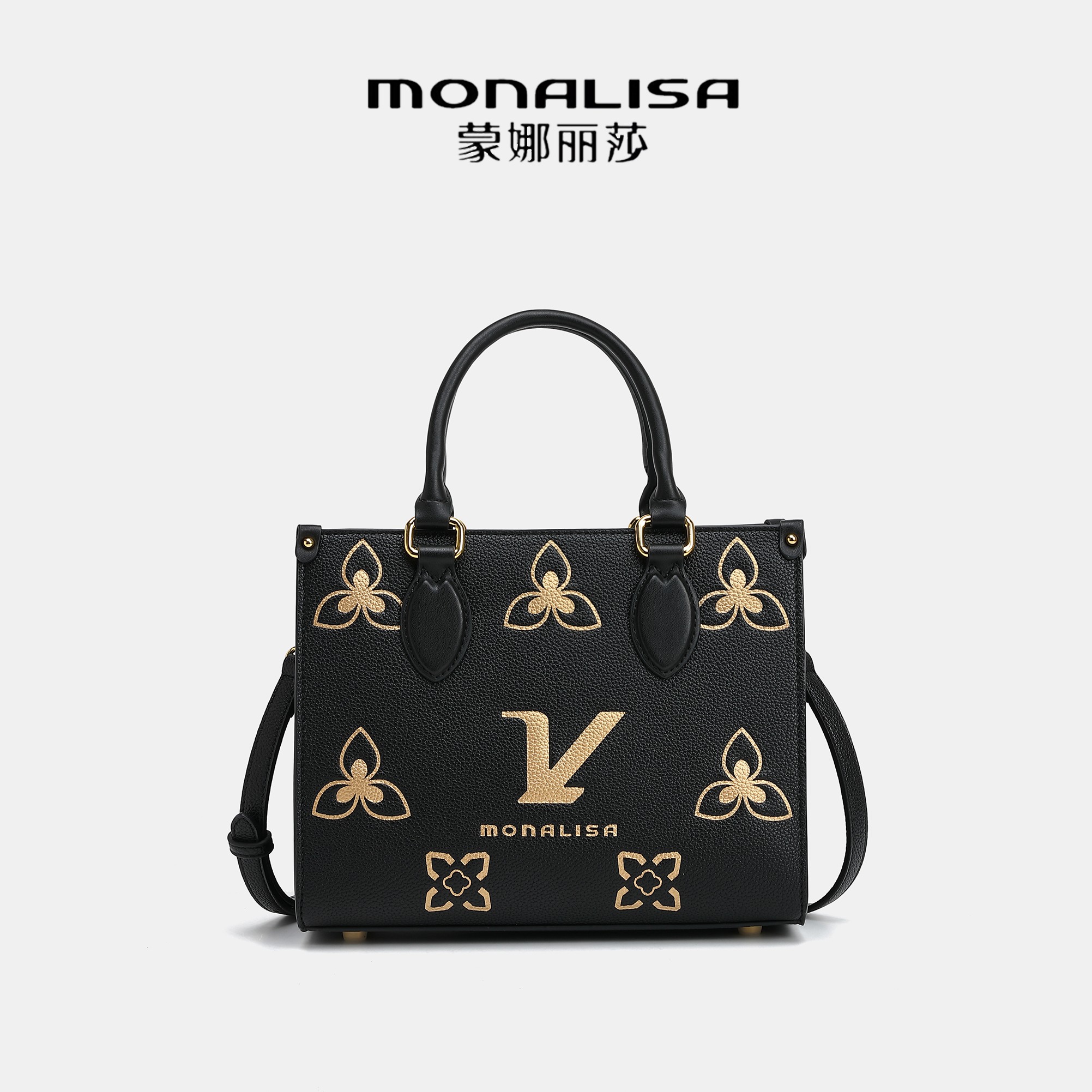 蒙娜丽莎新款经典印花大托特包时尚百搭单肩包24002