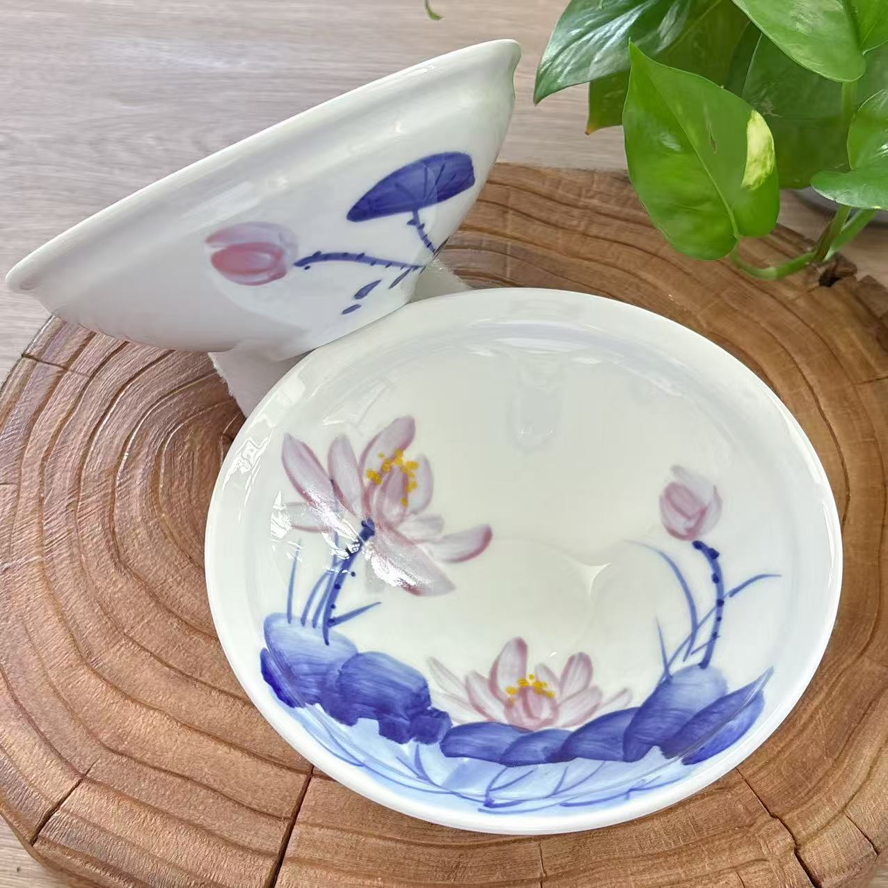 大号斗笠碗景德镇高温陶瓷食品级手绘釉中彩高颜值可爱餐具面碗
