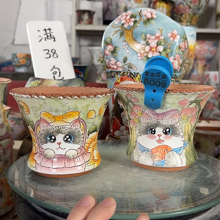 满38包邮 景德镇幸运花盆