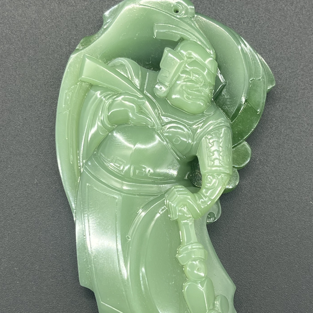 俄罗斯碧玉粉青挂件韦陀菩萨