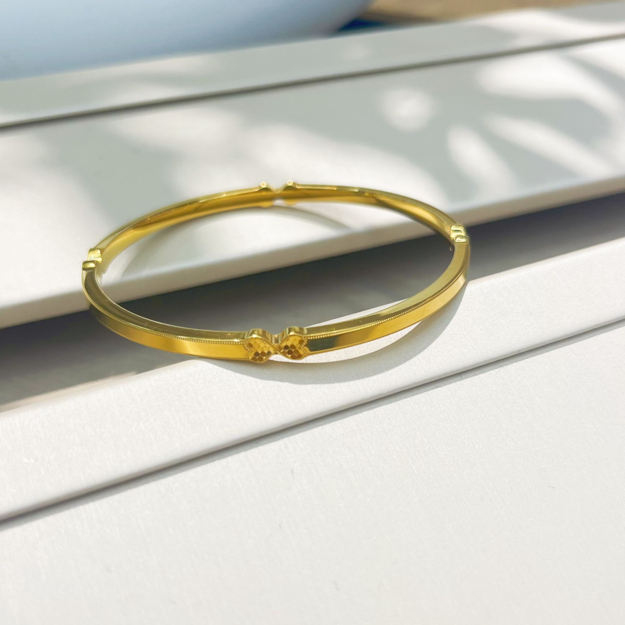 足银手镯 足银 闭异形车花1446细圈对爱手镯年轻时尚大方