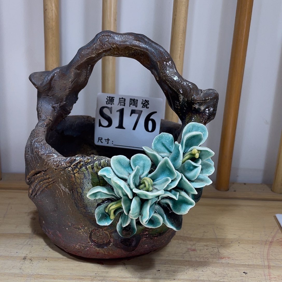 紫砂花盆景德镇陶瓷花盆176