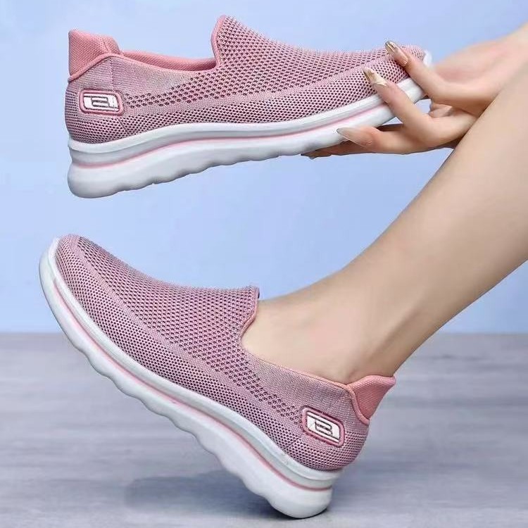 春秋季新款中老年健步鞋透气男女一脚蹬运动休闲鞋情侣鞋爸爸鞋男