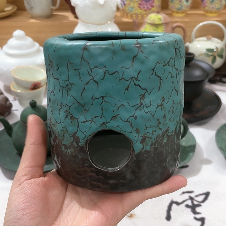 紫砂公道杯绿松石炉子