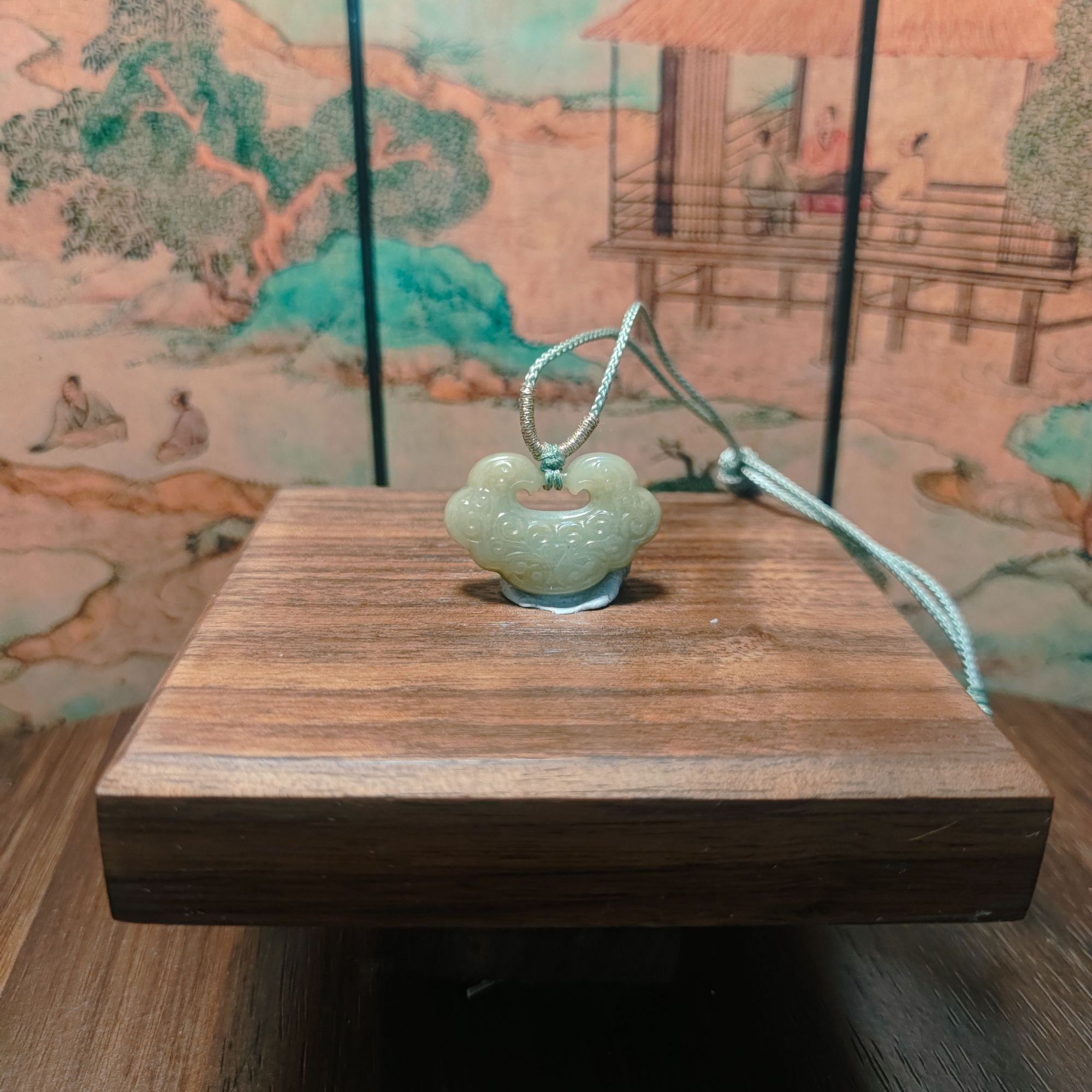 A和田玉平安锁吊坠3585