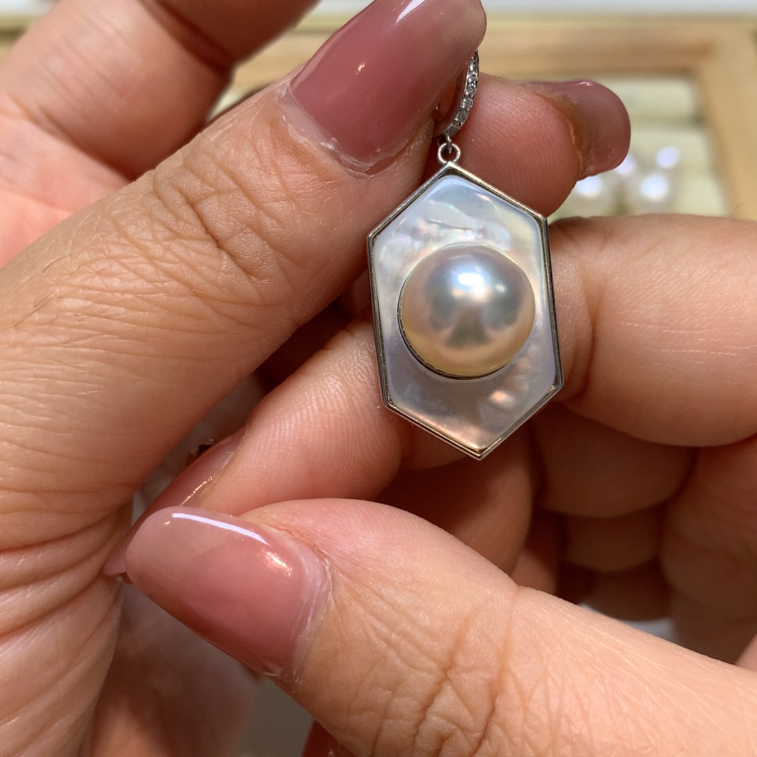 海水珍珠颈饰银S925镶嵌