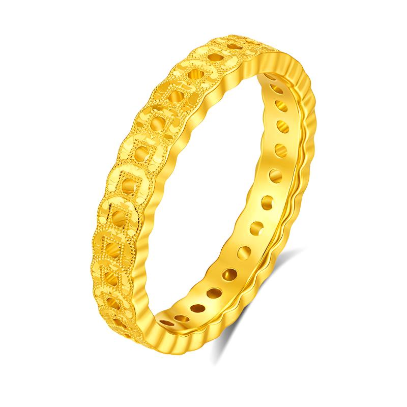 足银戒指 【金牌主播专享】足银碎碎冰铜钱戒指 YJZ362