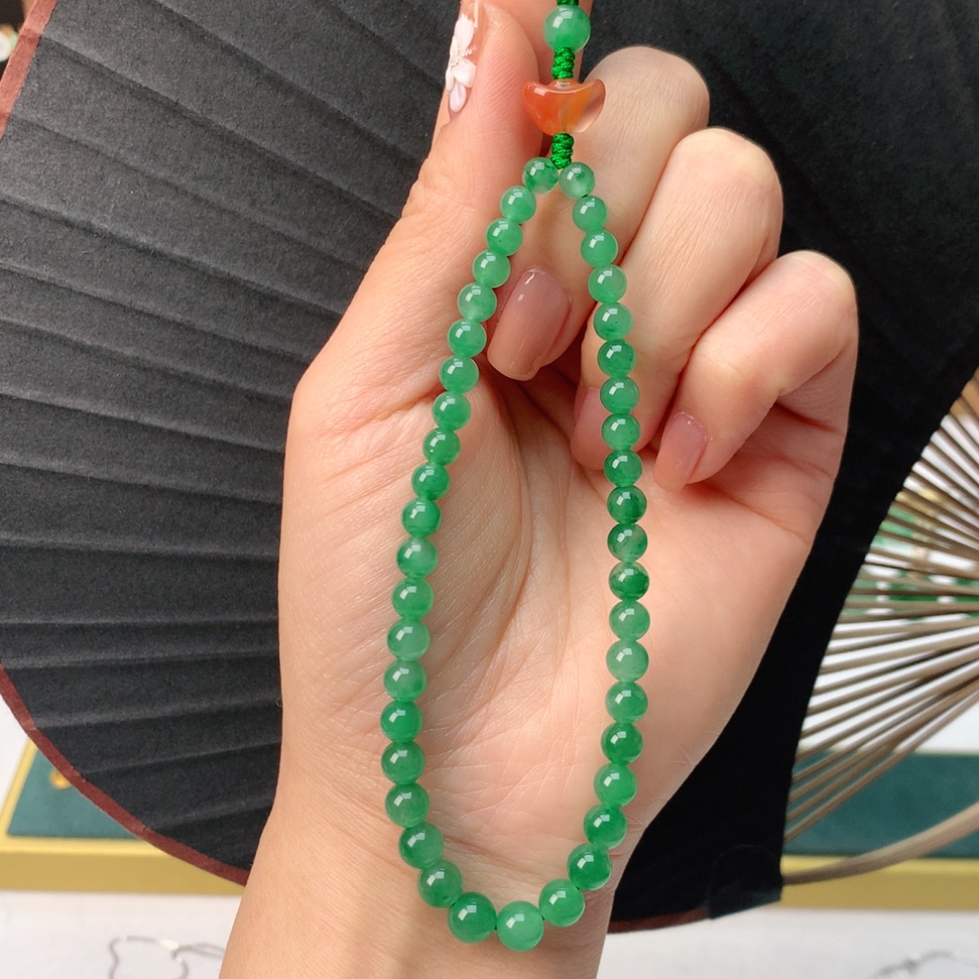 石英质玉（非洲翠）未镶嵌冰飘花手机链