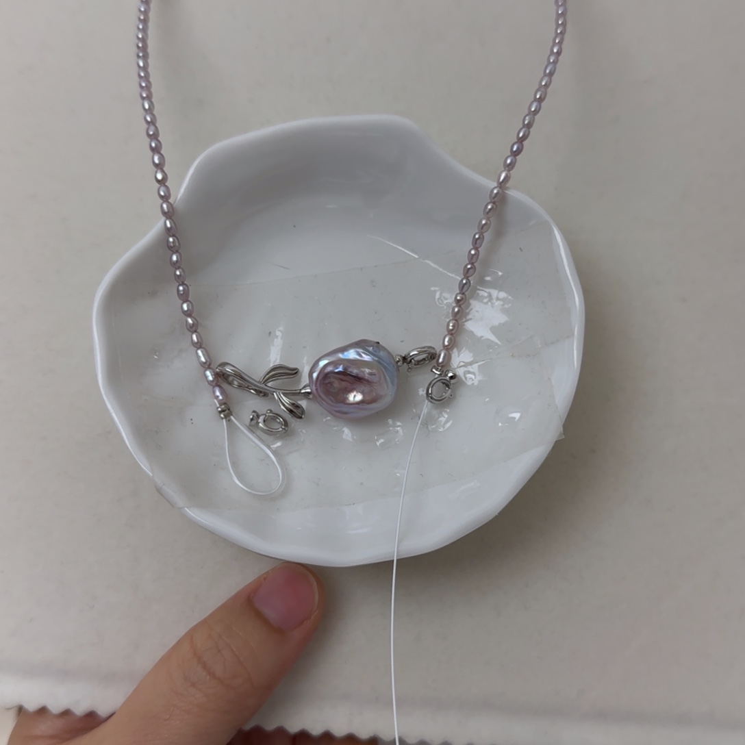 小***6项链淡水珍珠银S925镶嵌定制