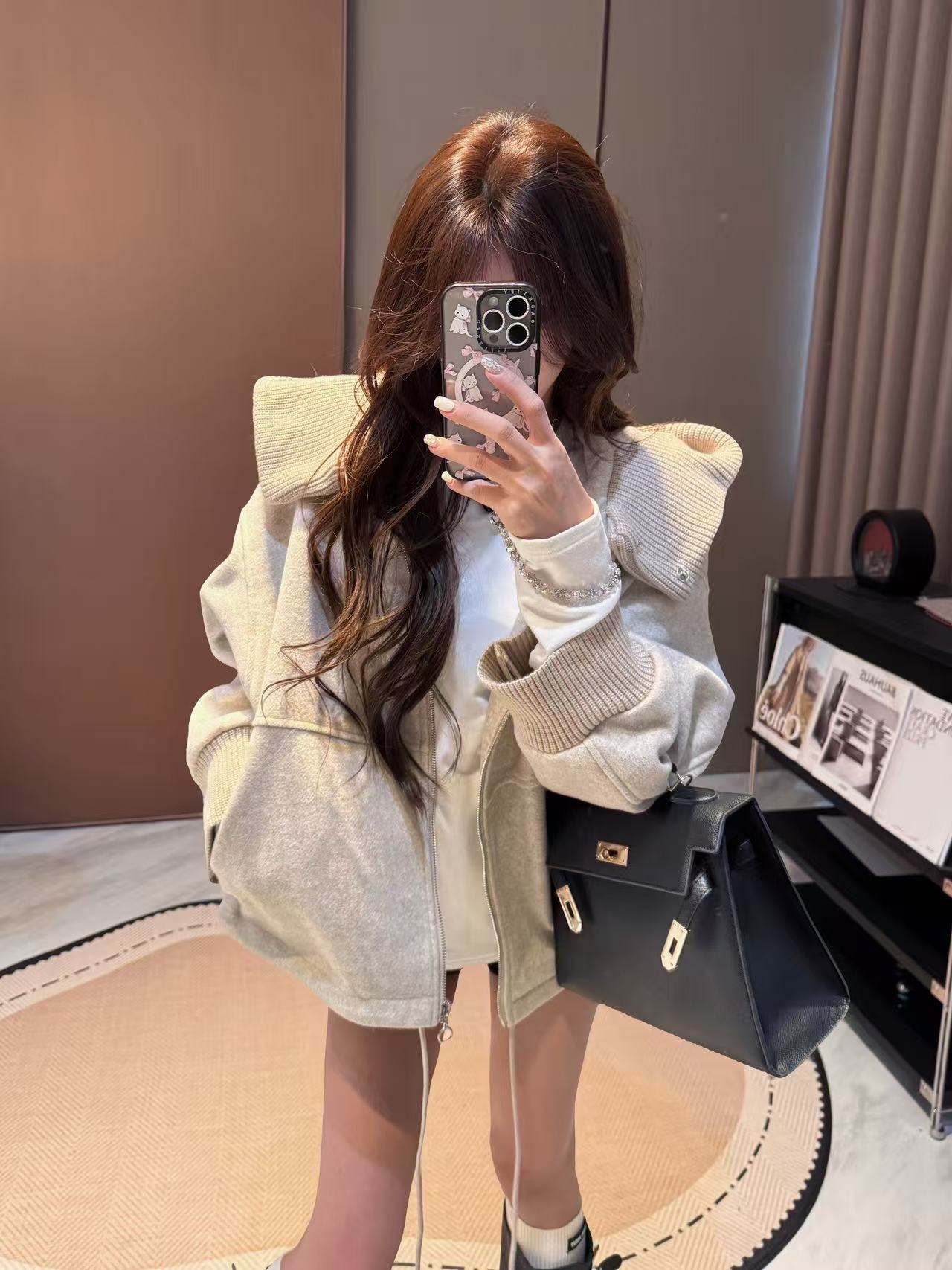 李馨儿【麦冬】外套长袖财阀千金韩版小众设计感卫衣外套