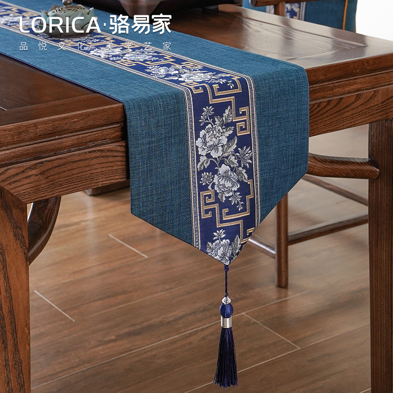 骆易家新中式桌旗禅意防水茶席茶台布艺轻奢高端茶几桌布茶桌垫布