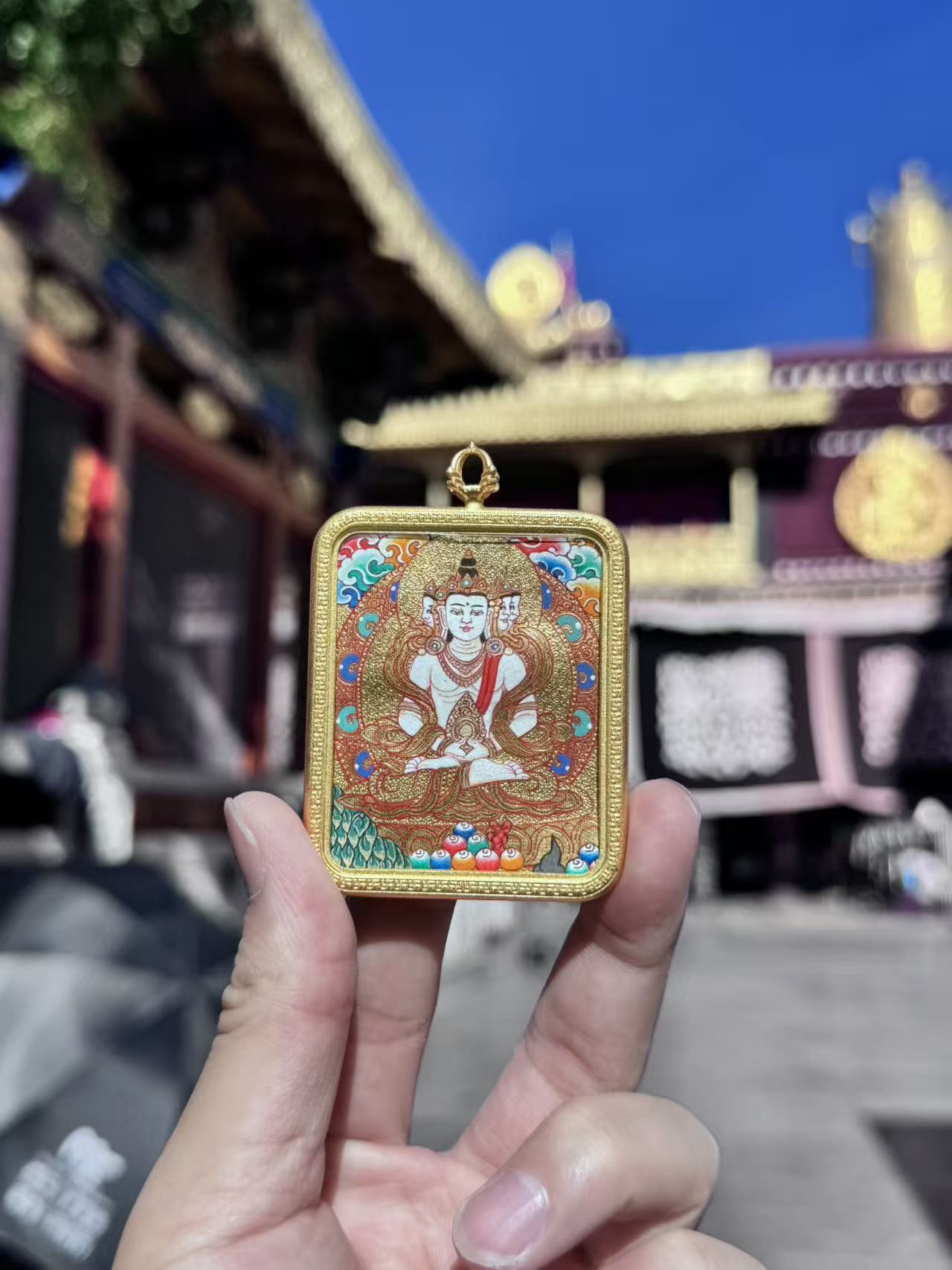 【一藏一】纯手绘唐卡4×5金唐八大守护纯矿物颜料拉萨直发
