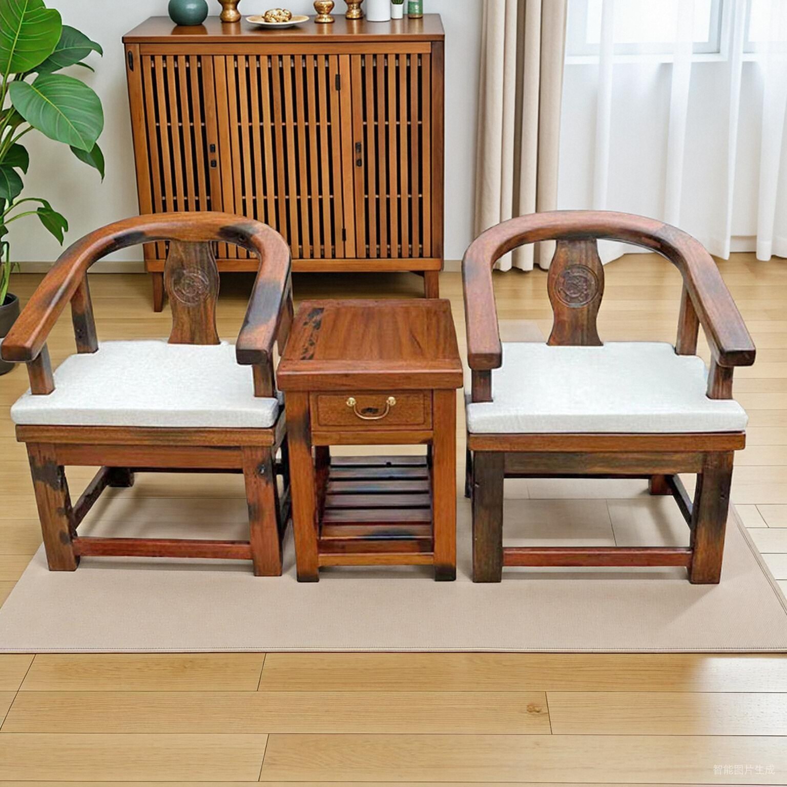老船木坤甸木太师椅三件套家用实木靠背椅高级圈椅客厅围椅官帽椅