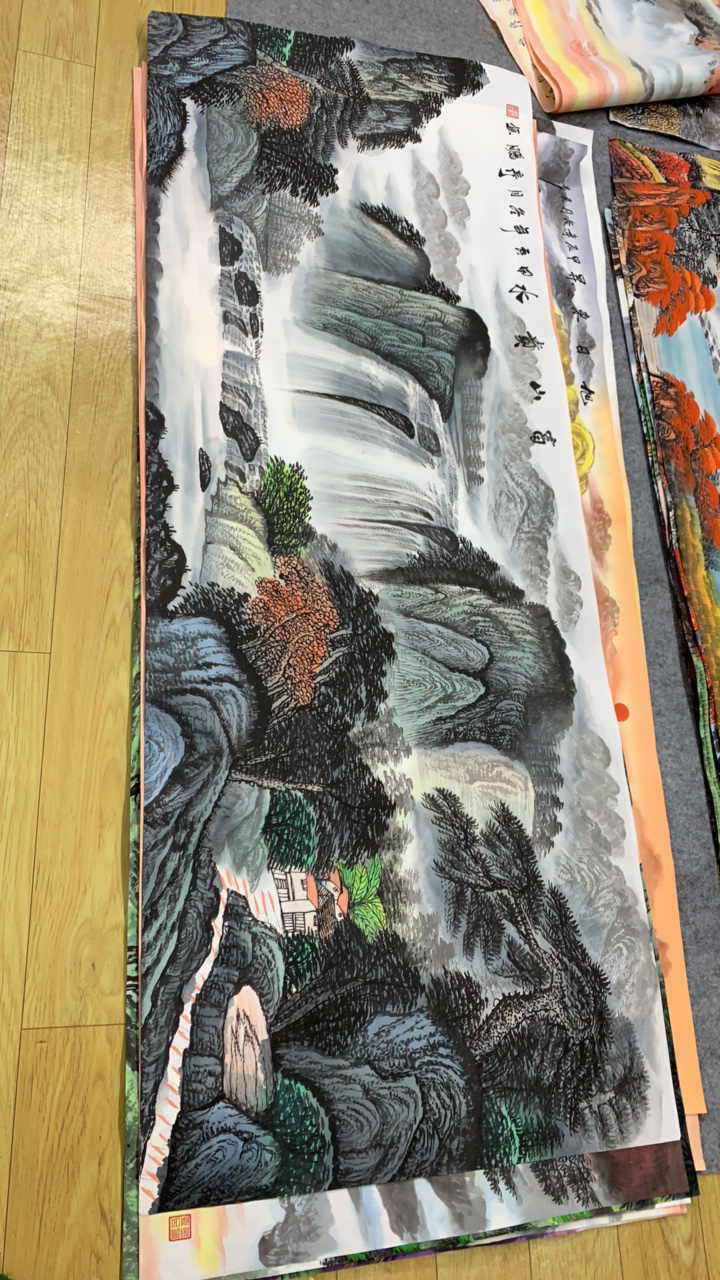 《福山贵水》 画芯尺寸：180cm*70cm山水画客厅办公室挂画