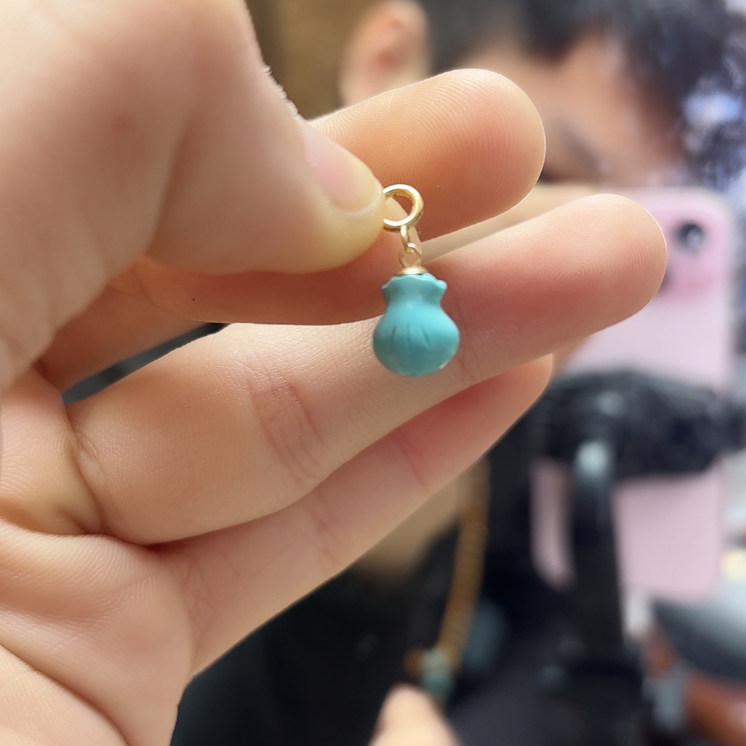 绿松石18K金镶嵌素滴流