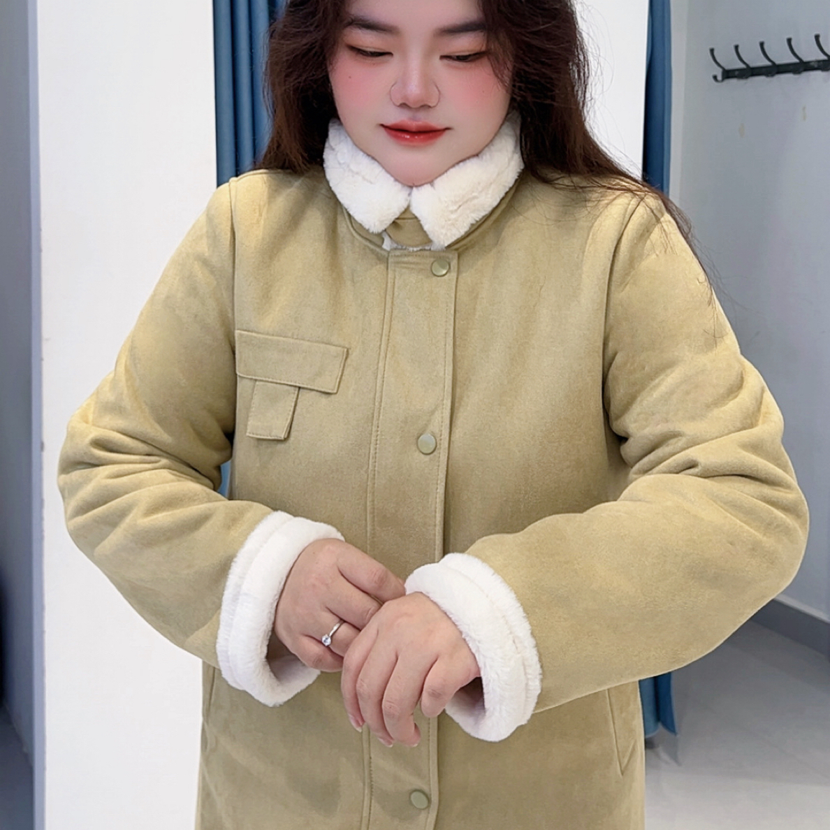 狮子座 秋冬新款韩系长款高级显瘦气质时尚宽松外套5128