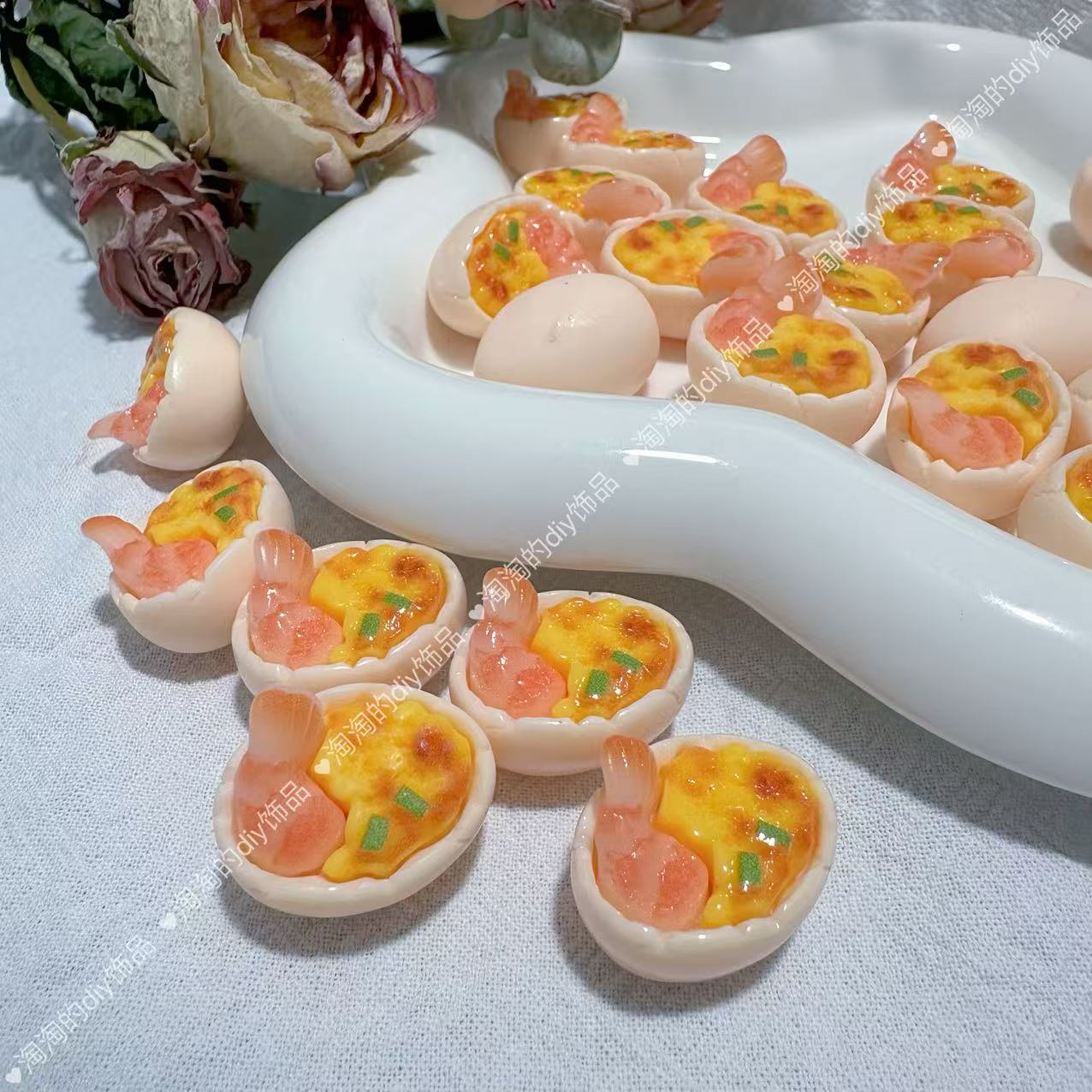 【淘妈定制--全立体虾扯蛋】树脂手工diy饰品可爱配件