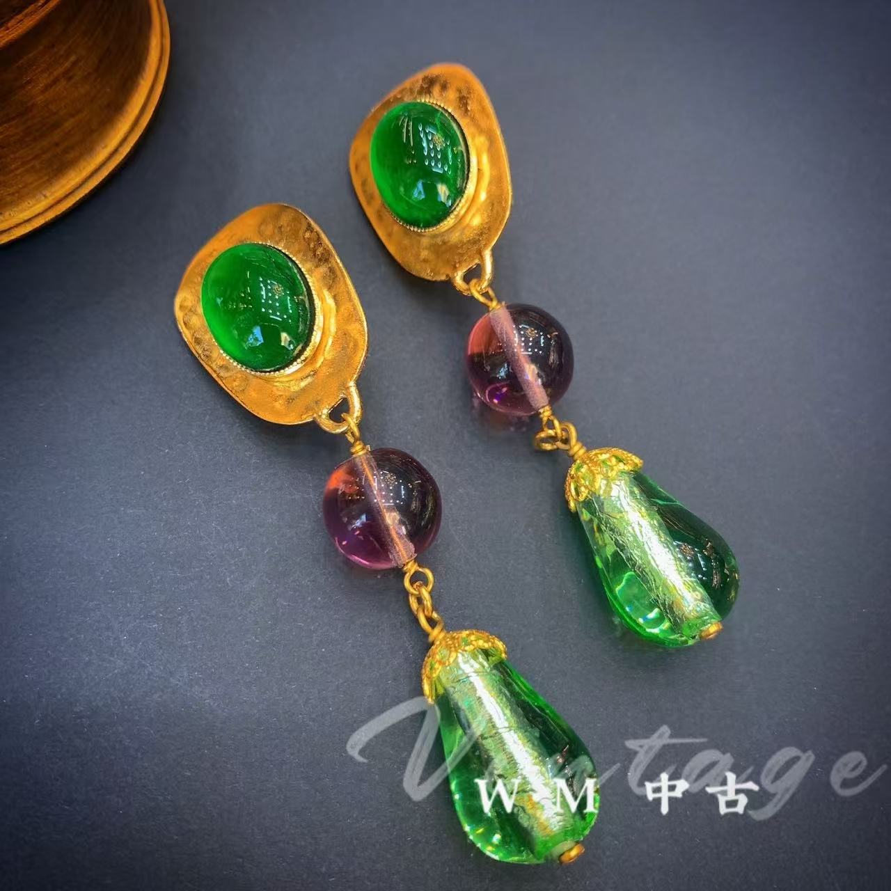 铜合金耳饰 W·M中古-vintage （法）法产扫肩耳夹菲*普