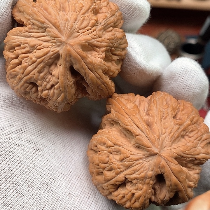 吊坠文玩核桃48全品白茬山地红皮边肚同尺61克大粗筋