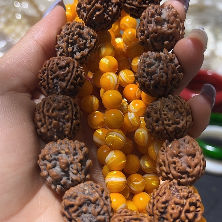 核桃手串/手链1.0/108金黄大白