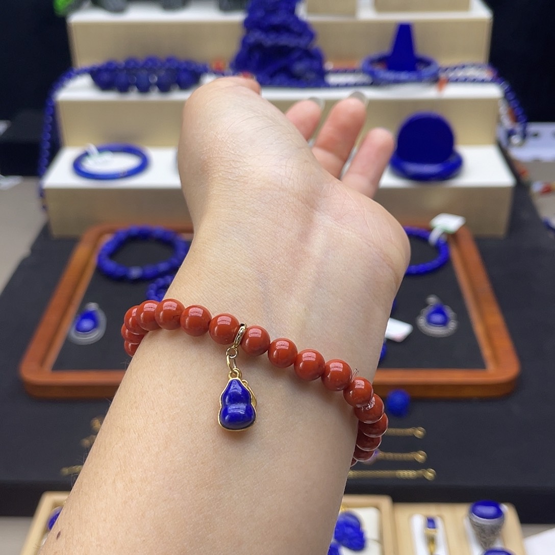 青金石银S925镀金镶嵌单独葫芦提溜