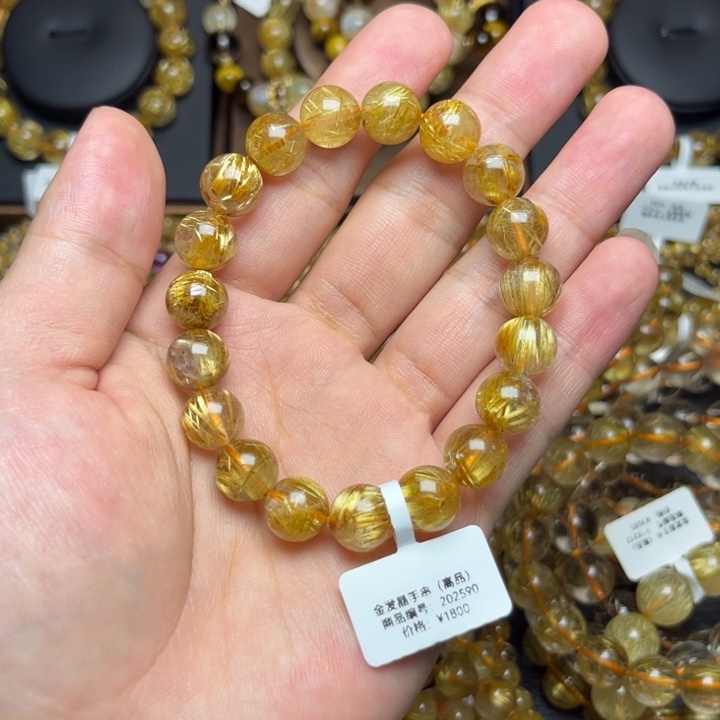 发晶手串未镶嵌F****金钛金10mm高品