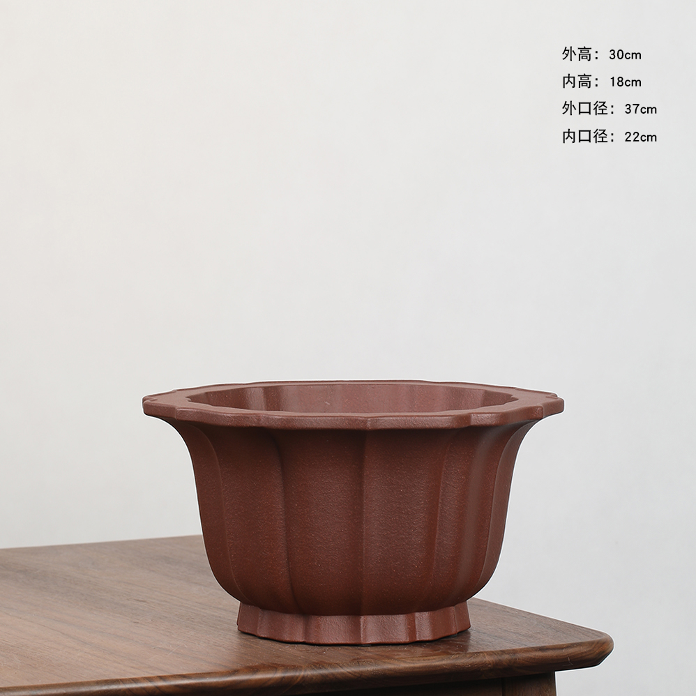 千禾紫砂尹恒兵精品手工原矿高温紫泥菱花树桩兰草竹子室内造景