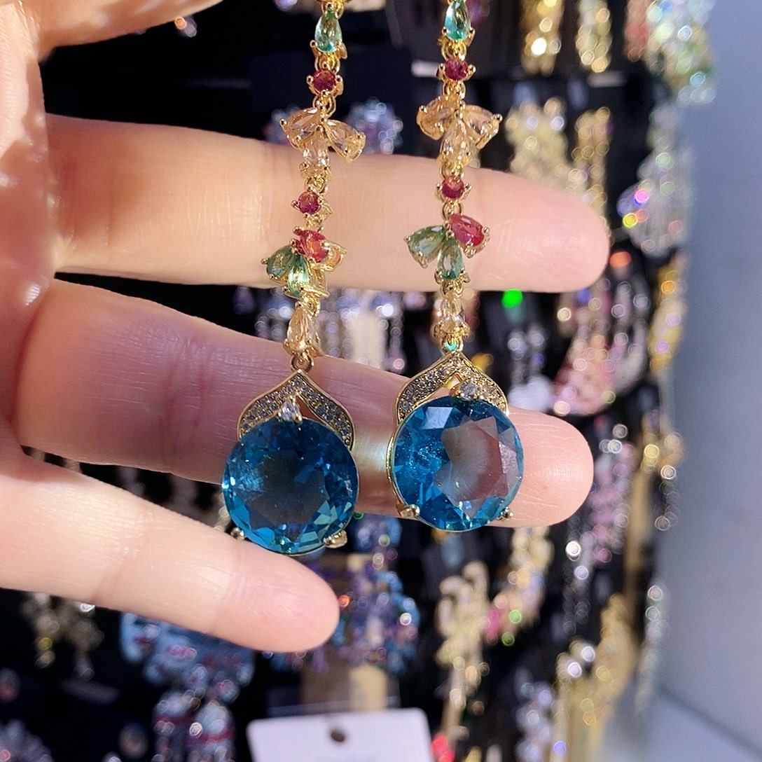 锆石纯铜合金耳环