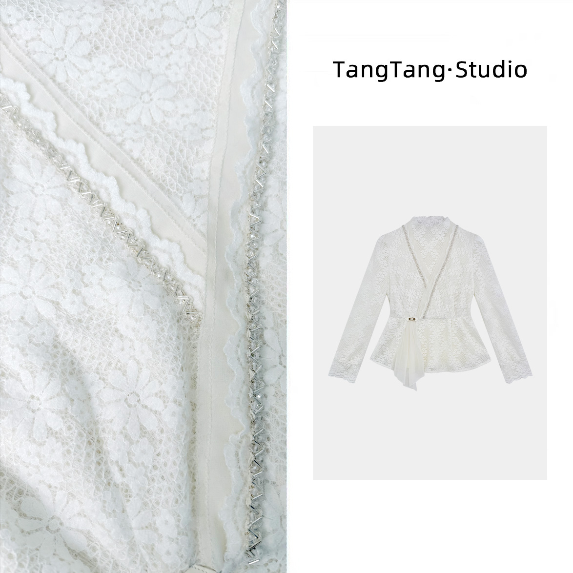 【TangTang·Studio】白蔷薇上衣高级气质女装气质卫衣上衣-116235