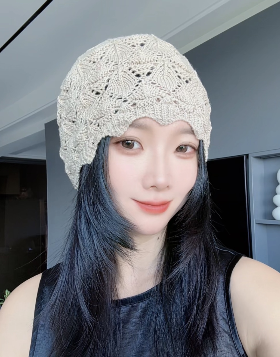 时尚镂空四季帽子透气蕾丝薄款头巾洋气女士针织堆堆头帽白发包头