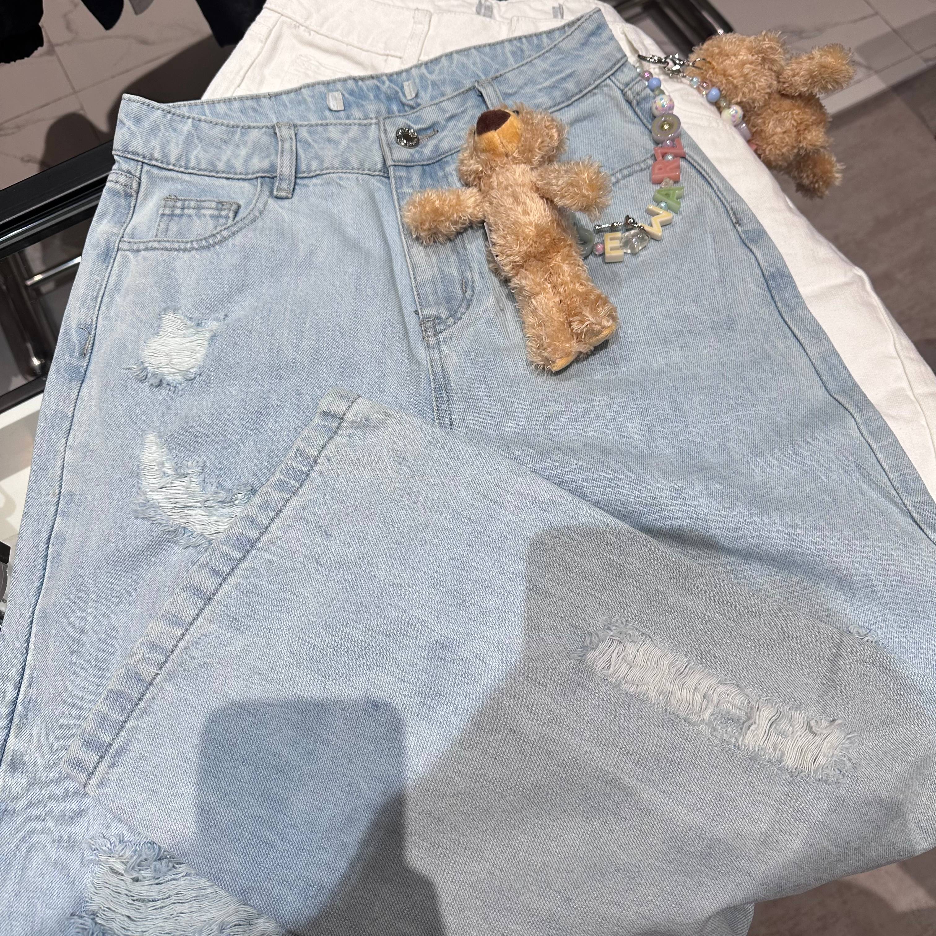 FOG （056）甜辣风显高显瘦休闲立体小熊牛仔长裤-5N01CK312