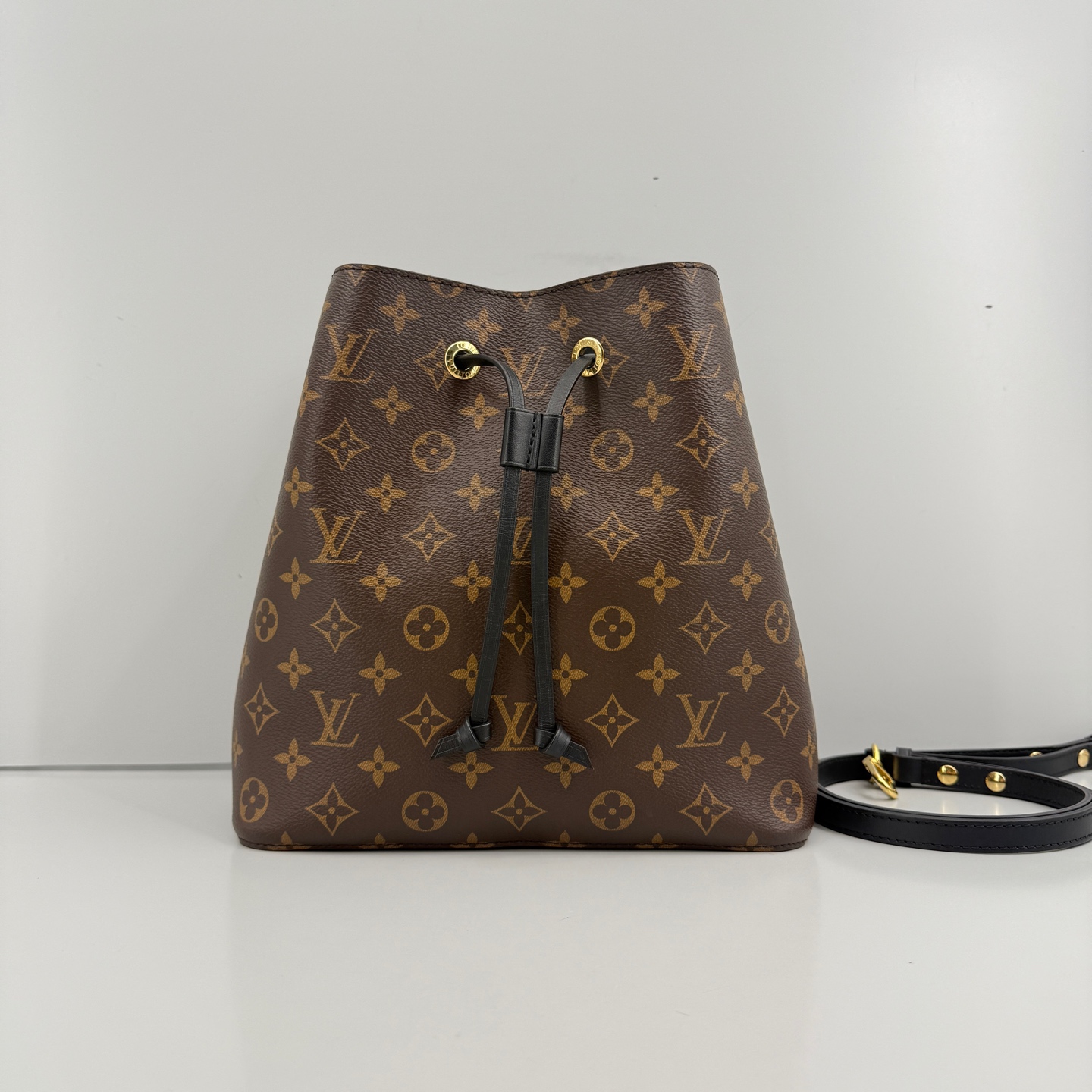 95新 LouisVuitton/路易威登 优选/老花黑色水桶包芯片/26×26×17