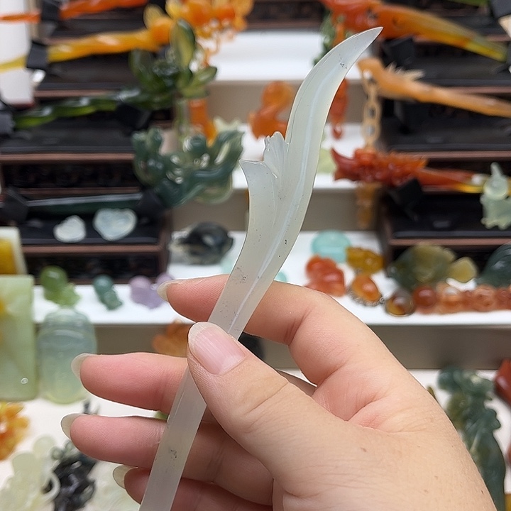 蛇纹石玉未镶嵌岫玉发簪