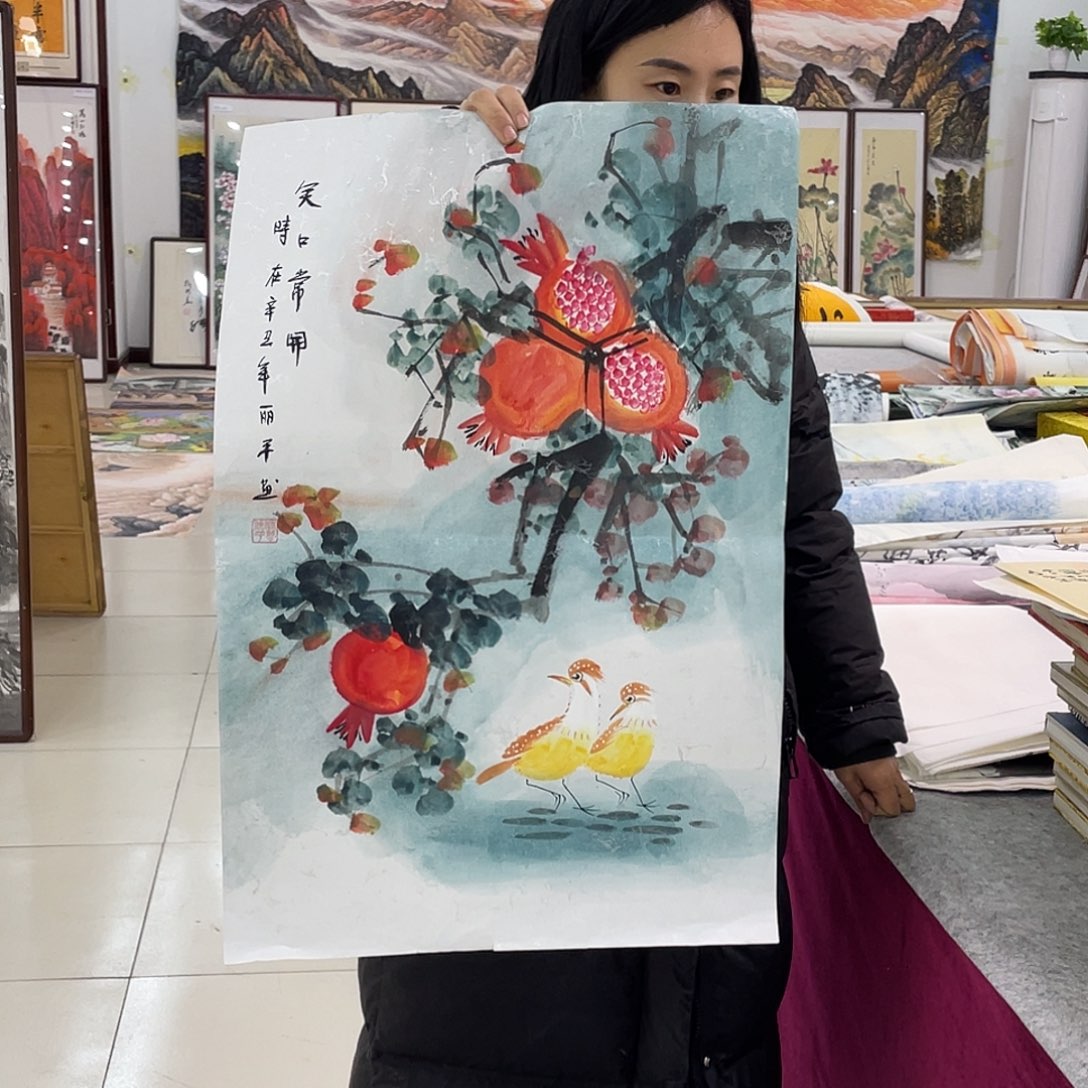 国画纯手绘的山水花鸟