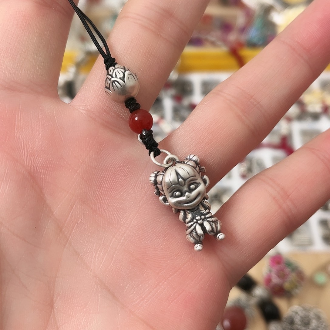 吊坠足银珐琅哪吒