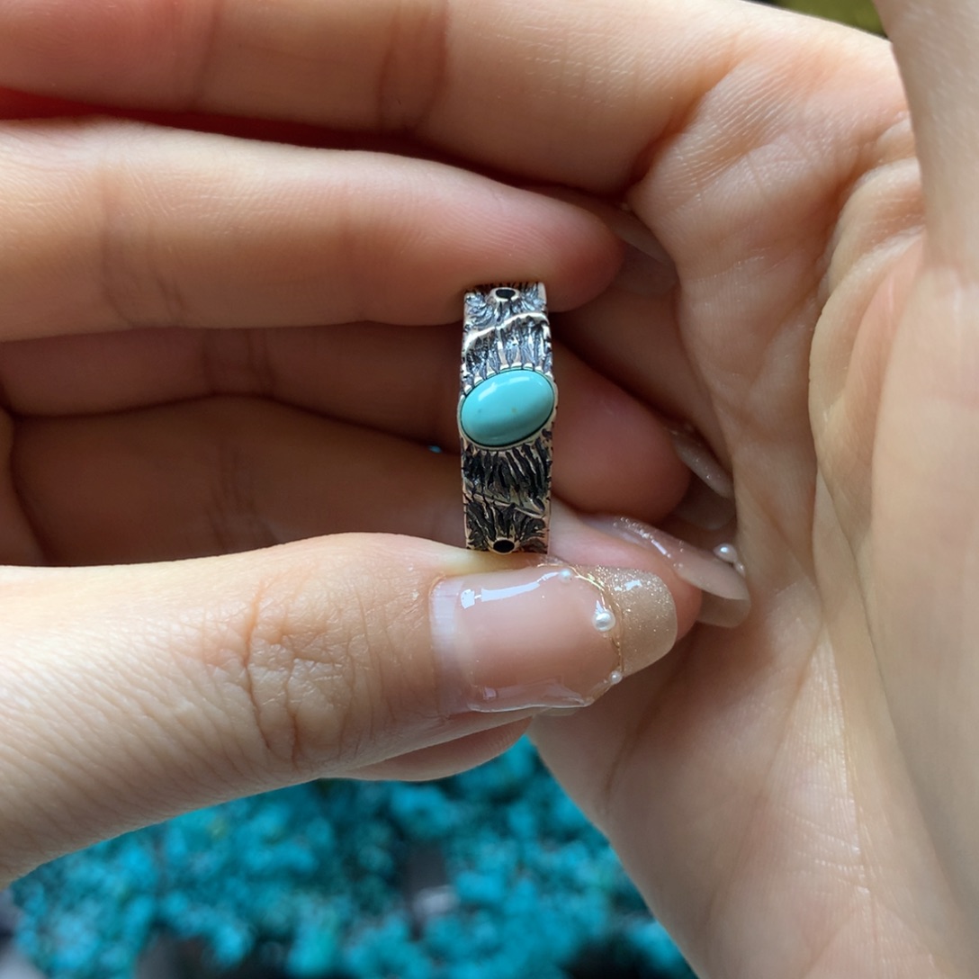 绿松石戒指银S925镶嵌