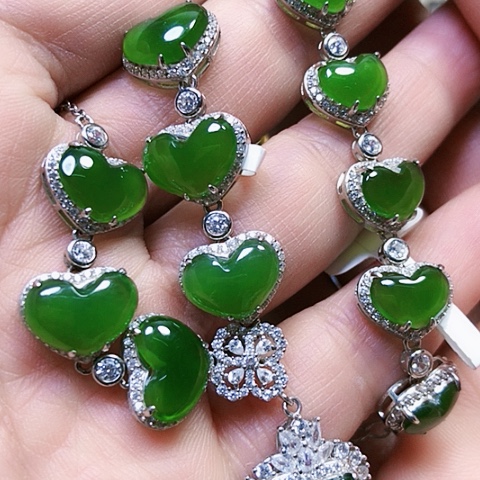 和田玉银S925镶嵌挂件