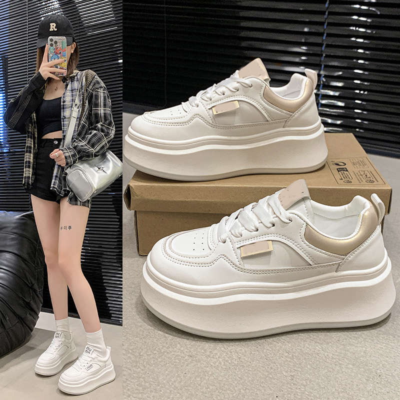 小白鞋女鞋2025秋季新款爆款百搭厚底松糕内增高休闲运动板鞋子
