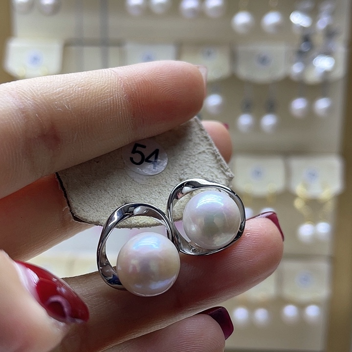 淡水珍珠耳饰银S925镶嵌