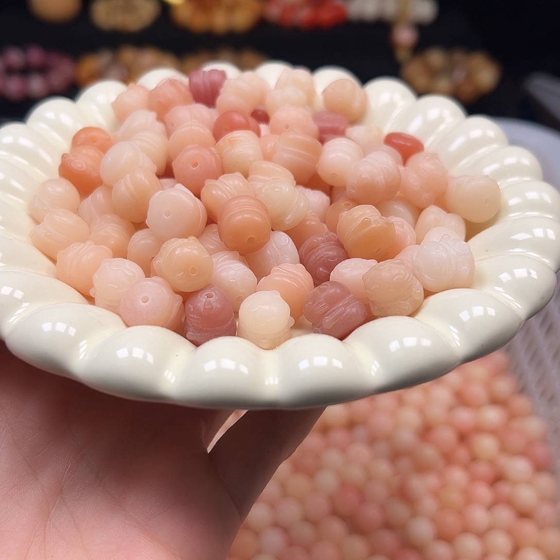 手串菩提根/象牙果粉招财猫30颗