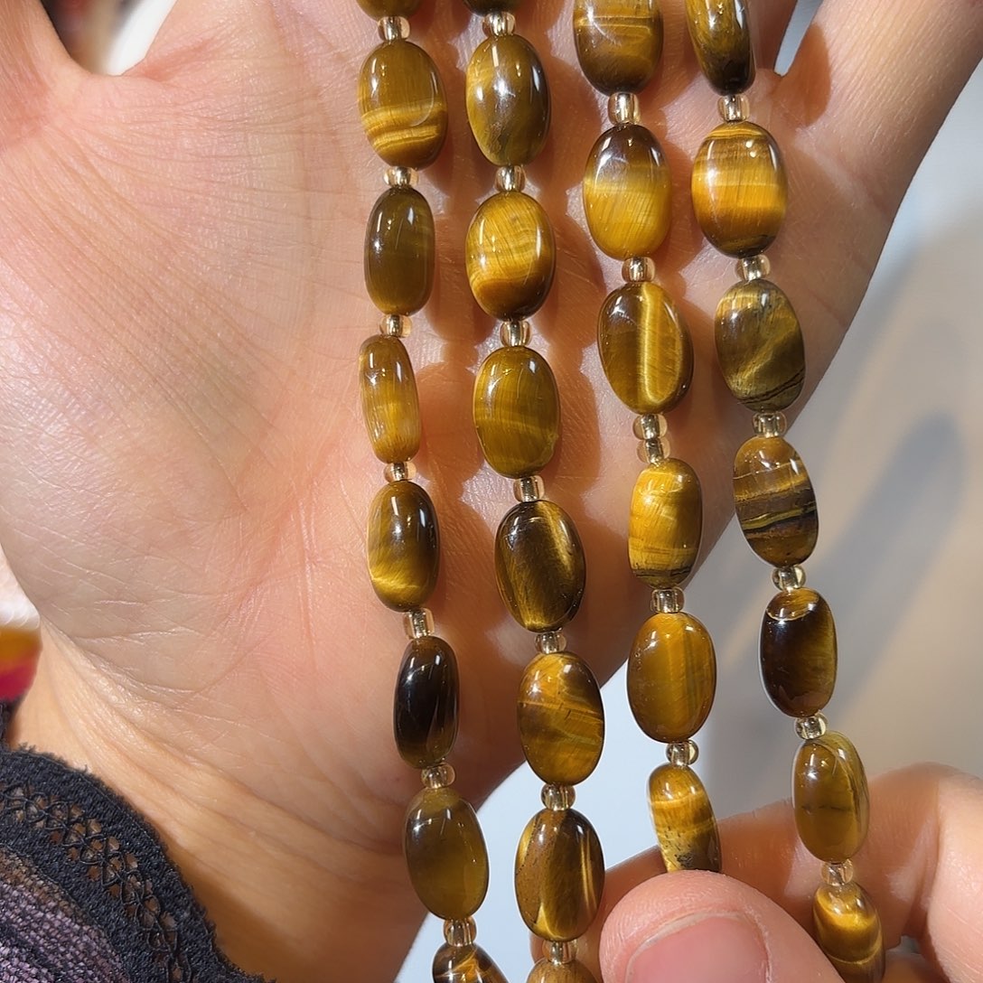 玛瑙/玉髓未镶嵌珠宝半成品虎眼土豆卡8-12一条