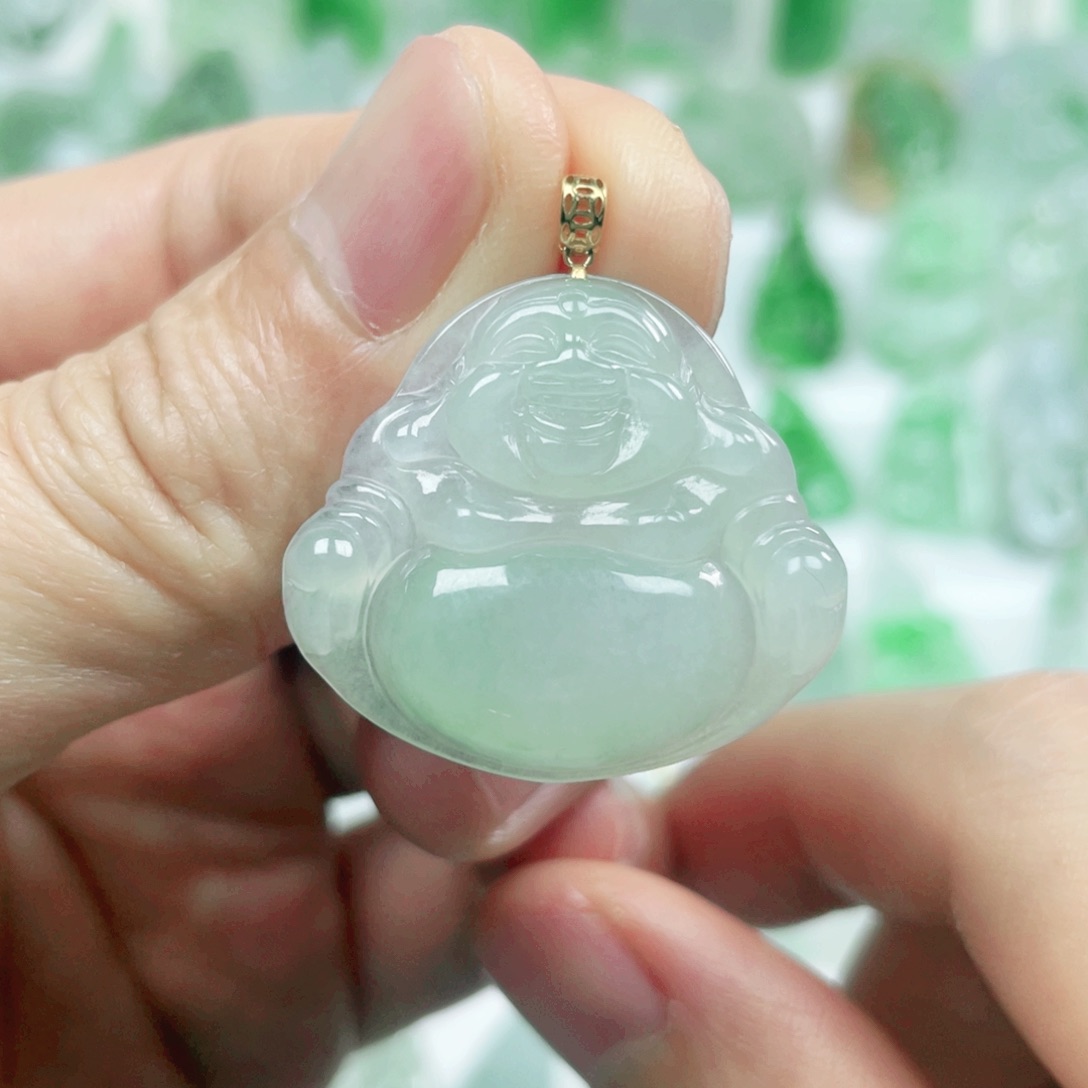 翡翠吊坠(不含链)18K金镶嵌