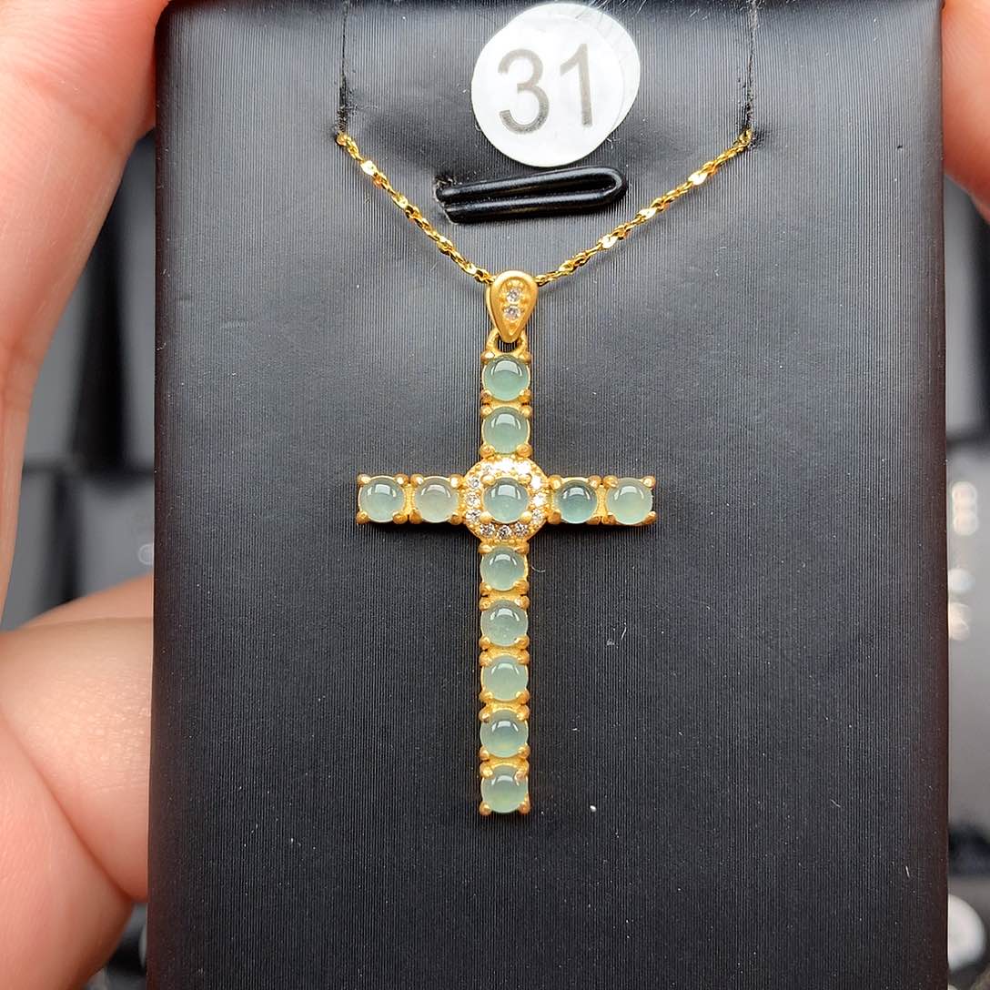 翡翠颈饰银S925镶嵌项链925