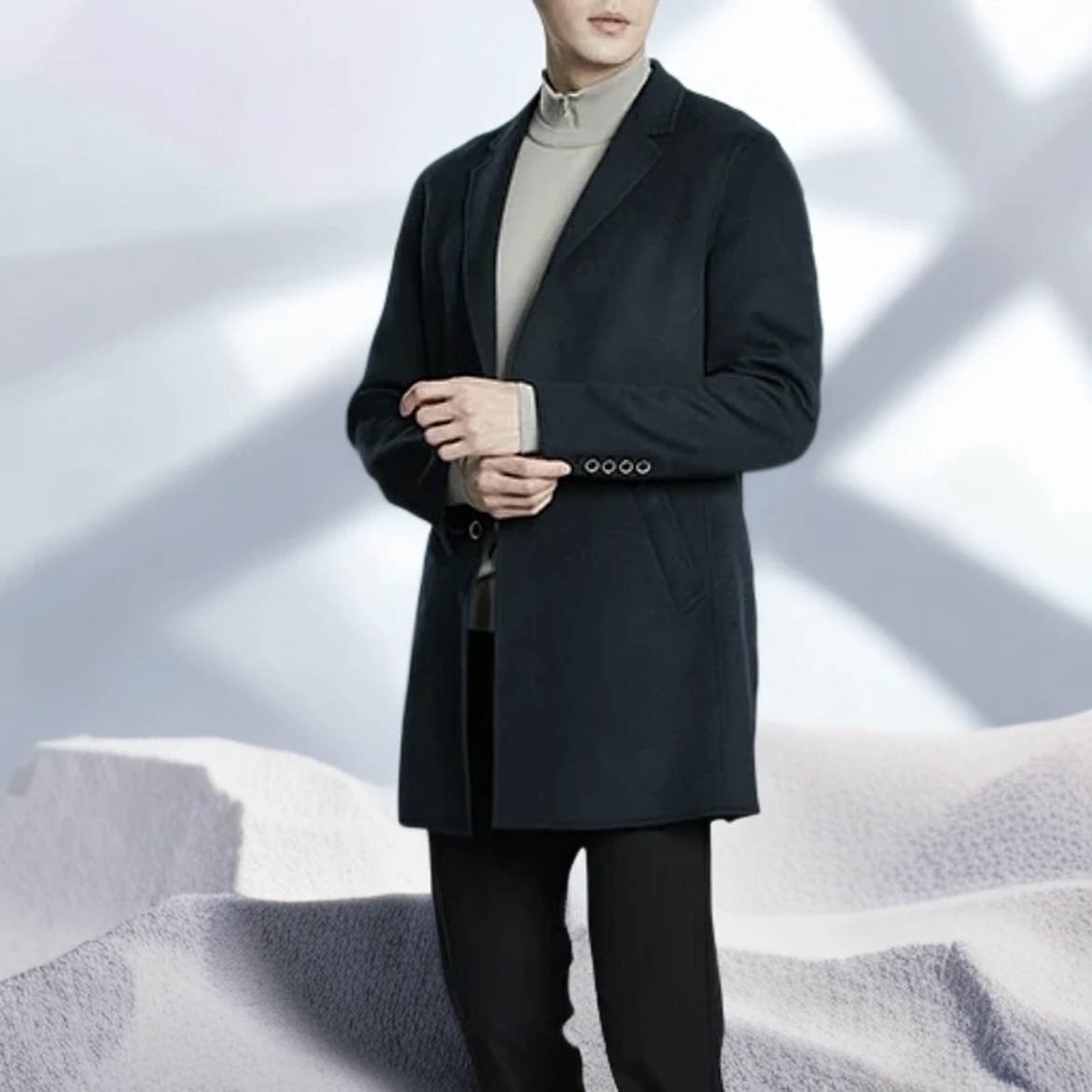 男士秋冬百搭毛呢羊毛大衣 1419