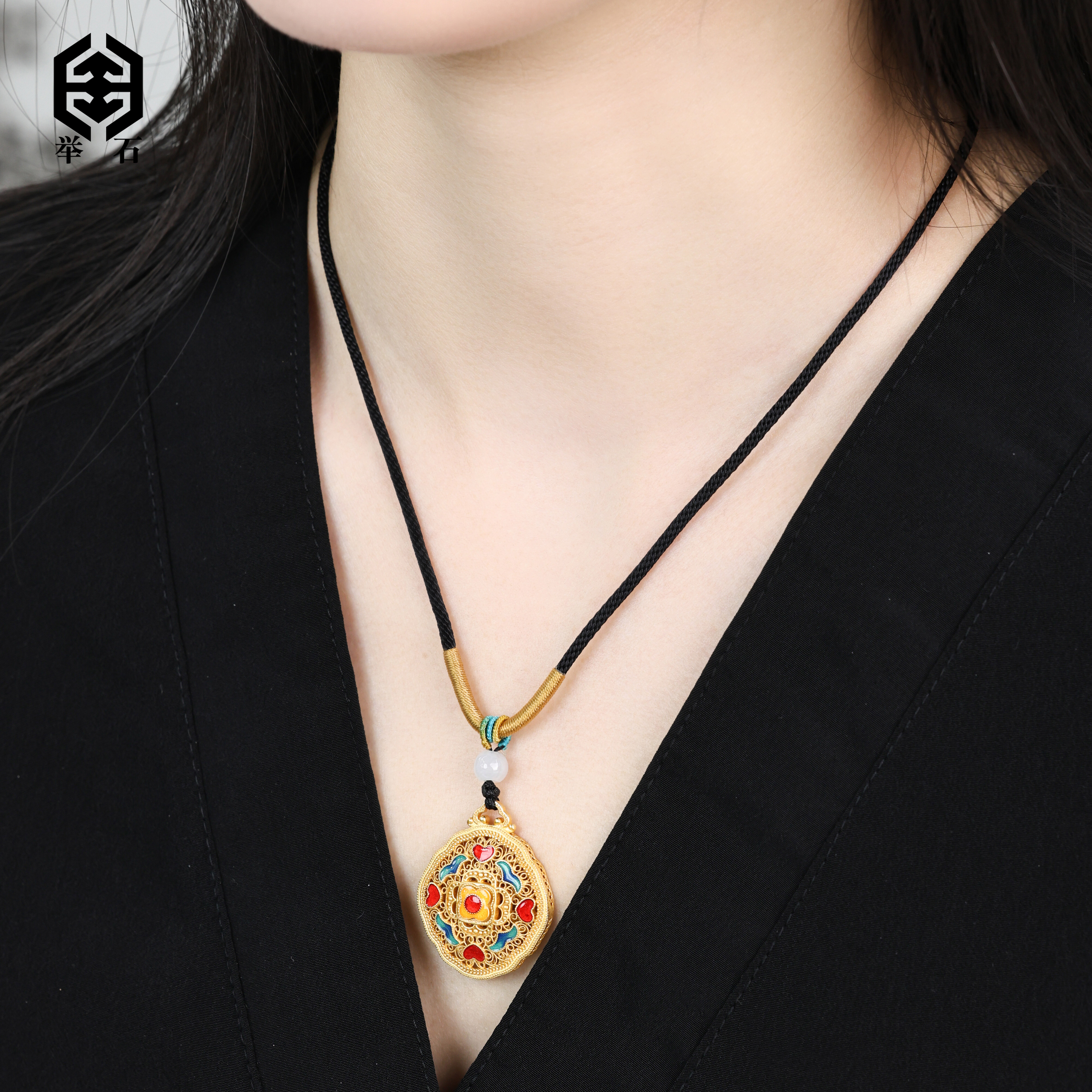 925银银制品 举石饰品X02-H116-063个性吊坠（一件/约31*25*6mm）N