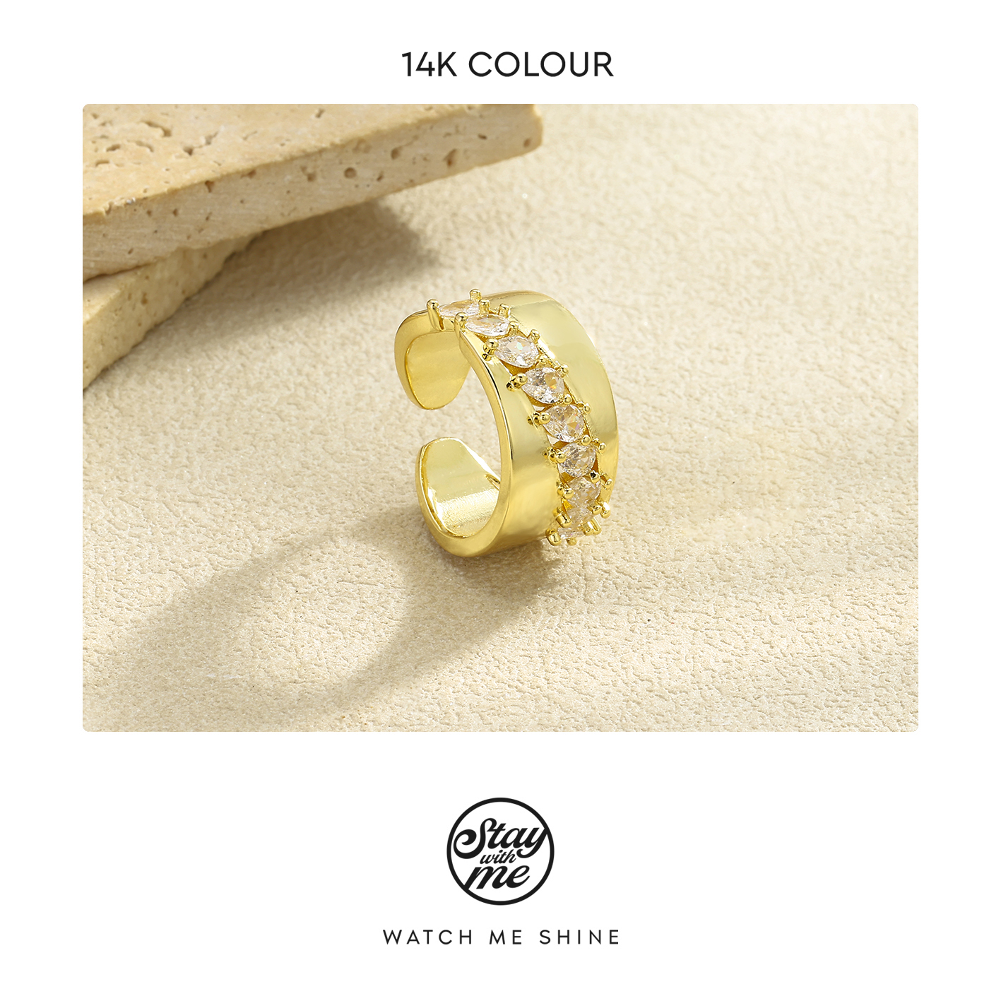 STAY WITH ME 铜合金合成锆石戒指 小众设计k0438戒指
